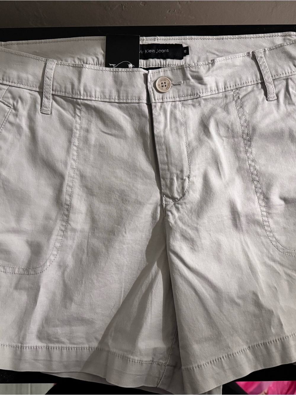 Calvin Klein Jeans White Women’s Flat Front Cotton Shorts